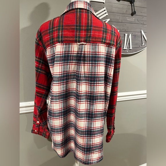 Women's American Eagle Plaid Flannel Button Down Long Sleeve Shirt - Siz… - Picture 12 of 15